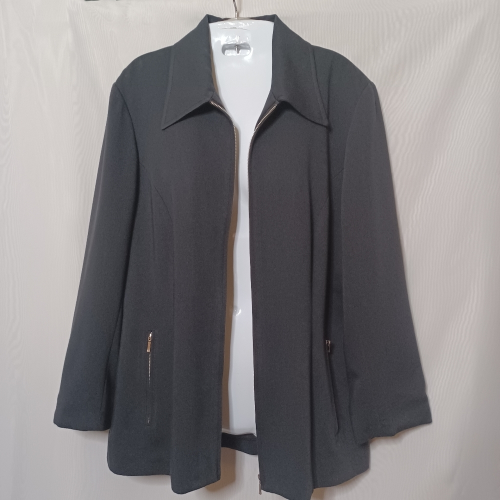 WAREHOUSE Women's Black Jacket With Zipper Front. Size 14.